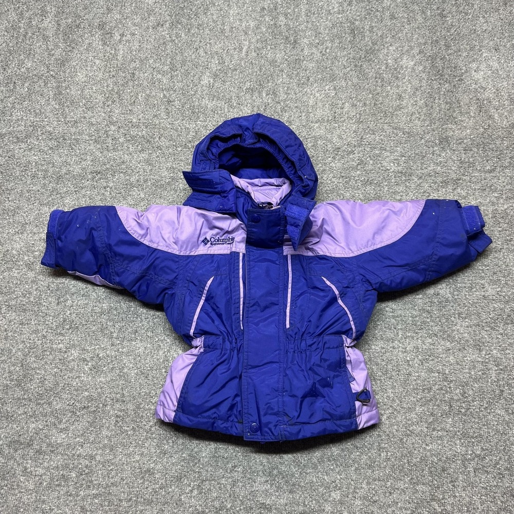 Columbia Jacket Toddler 2T Purple Colorblock Hooded Down Insulated Ski Snow